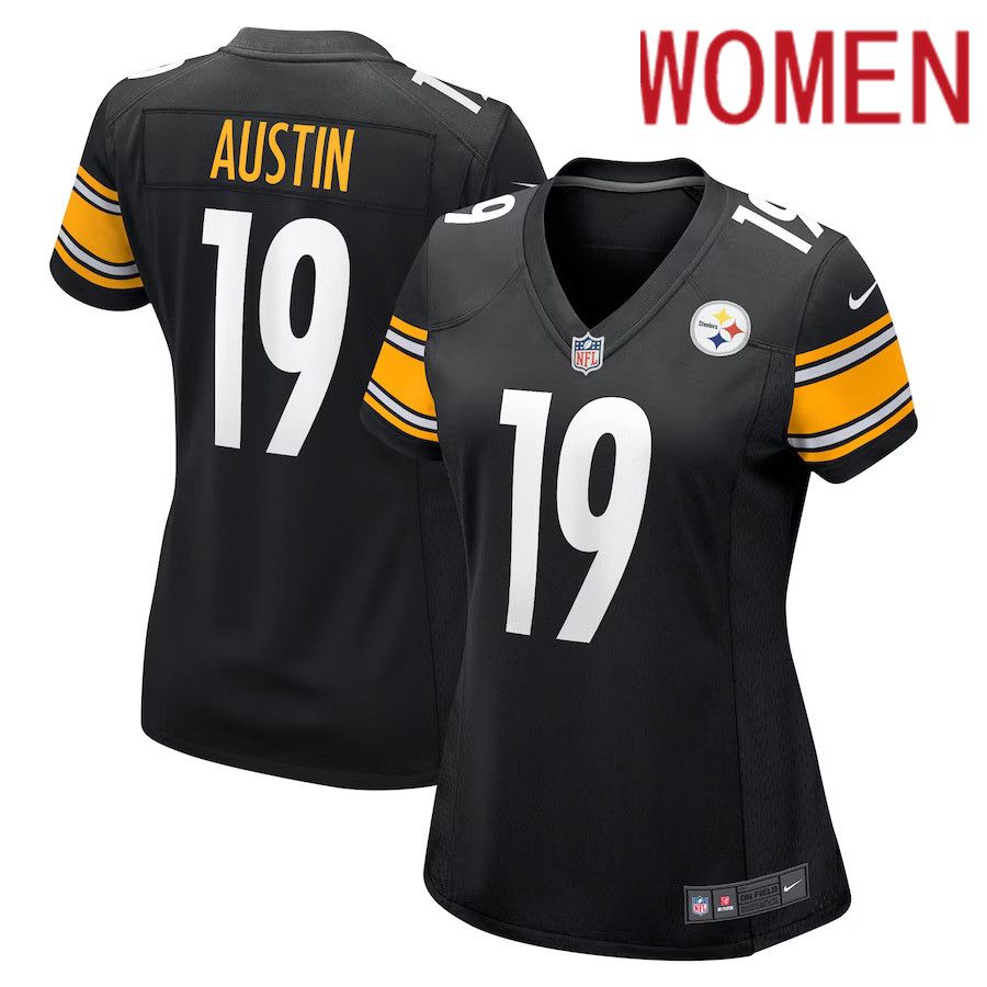 Women Pittsburgh Steelers 19 Calvin Austin III Nike Black Game Player NFL Jersey